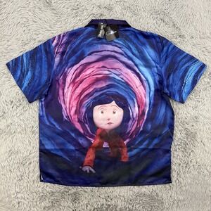 Hot Topic Coraline Shirt Men's 2X NWT LAIKA Short Sleeve Hawaiian Camp Button Up